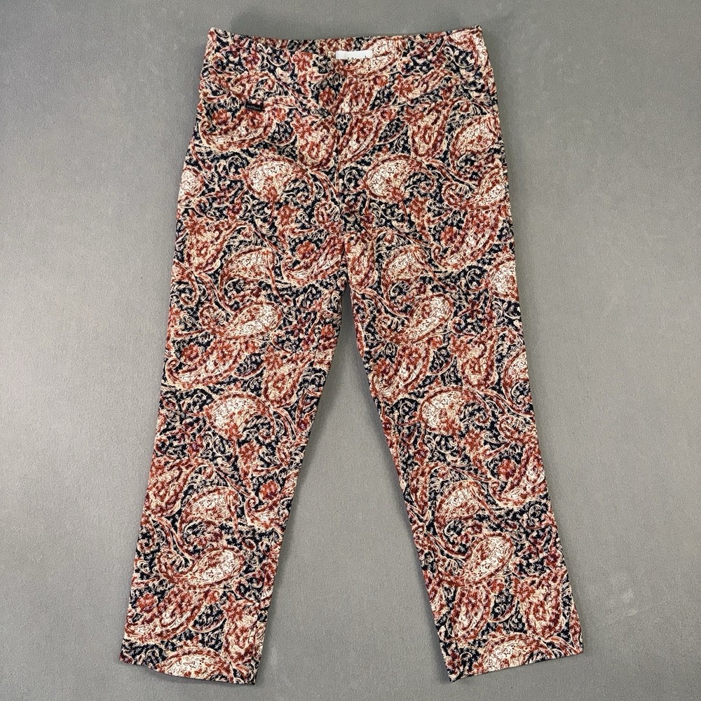 Women's Peck & Peck Straight Leg Paisley Pull-On Pants Multicolor Size 10